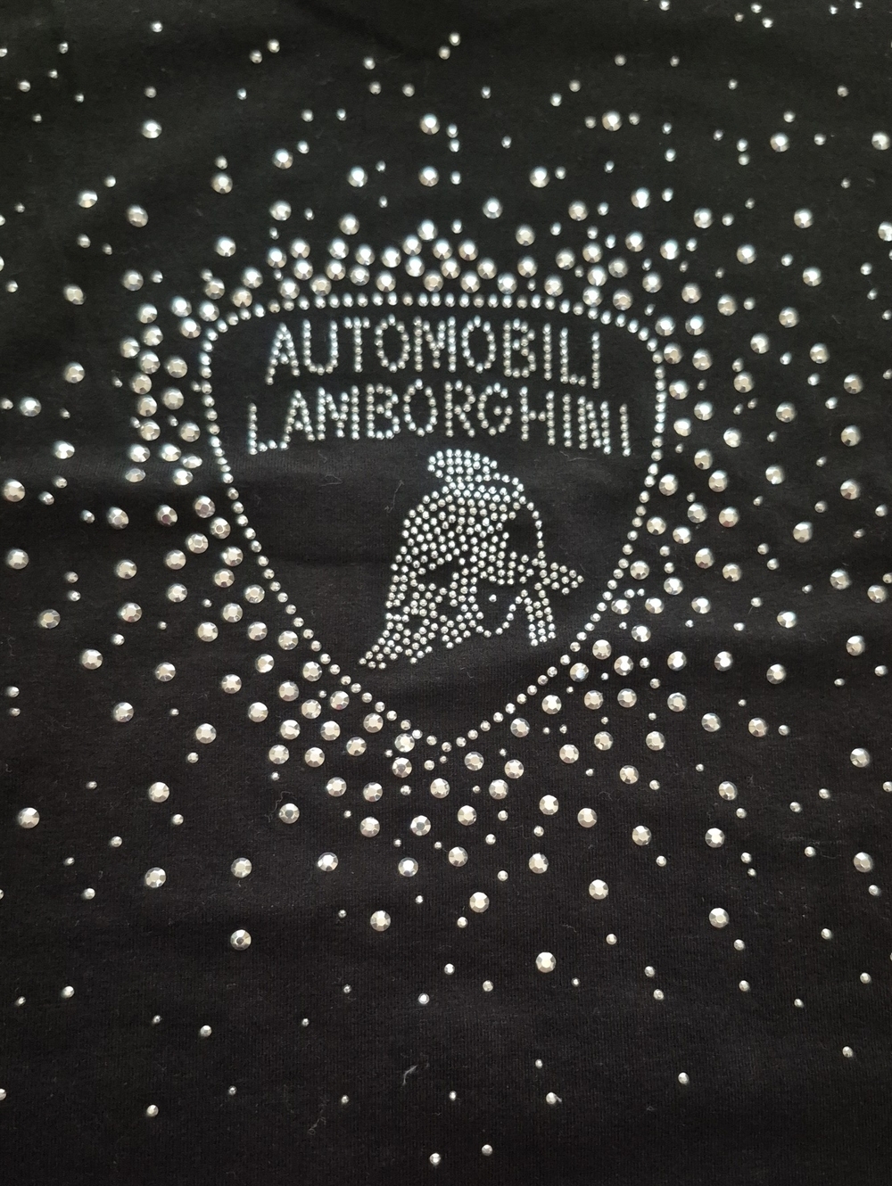 Lamborghini Rhinestone Embellished Black Women's V-Neck Tank Top - Picture 3 of 5